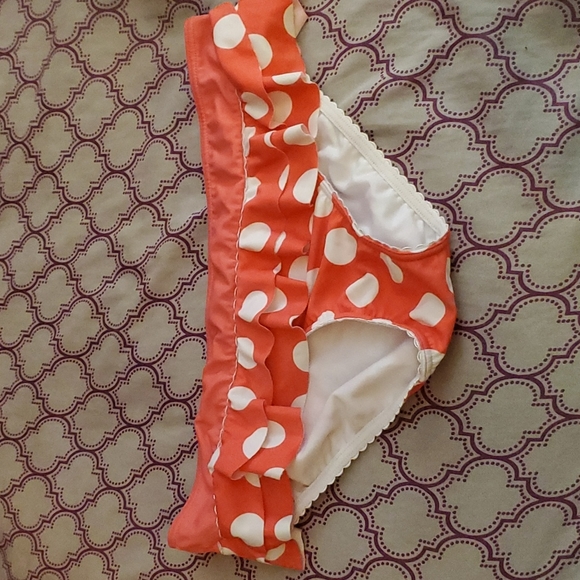 Kelly Brooke Coral Polka Dot Ruffle Bikini Bottom - Picture 1 of 4